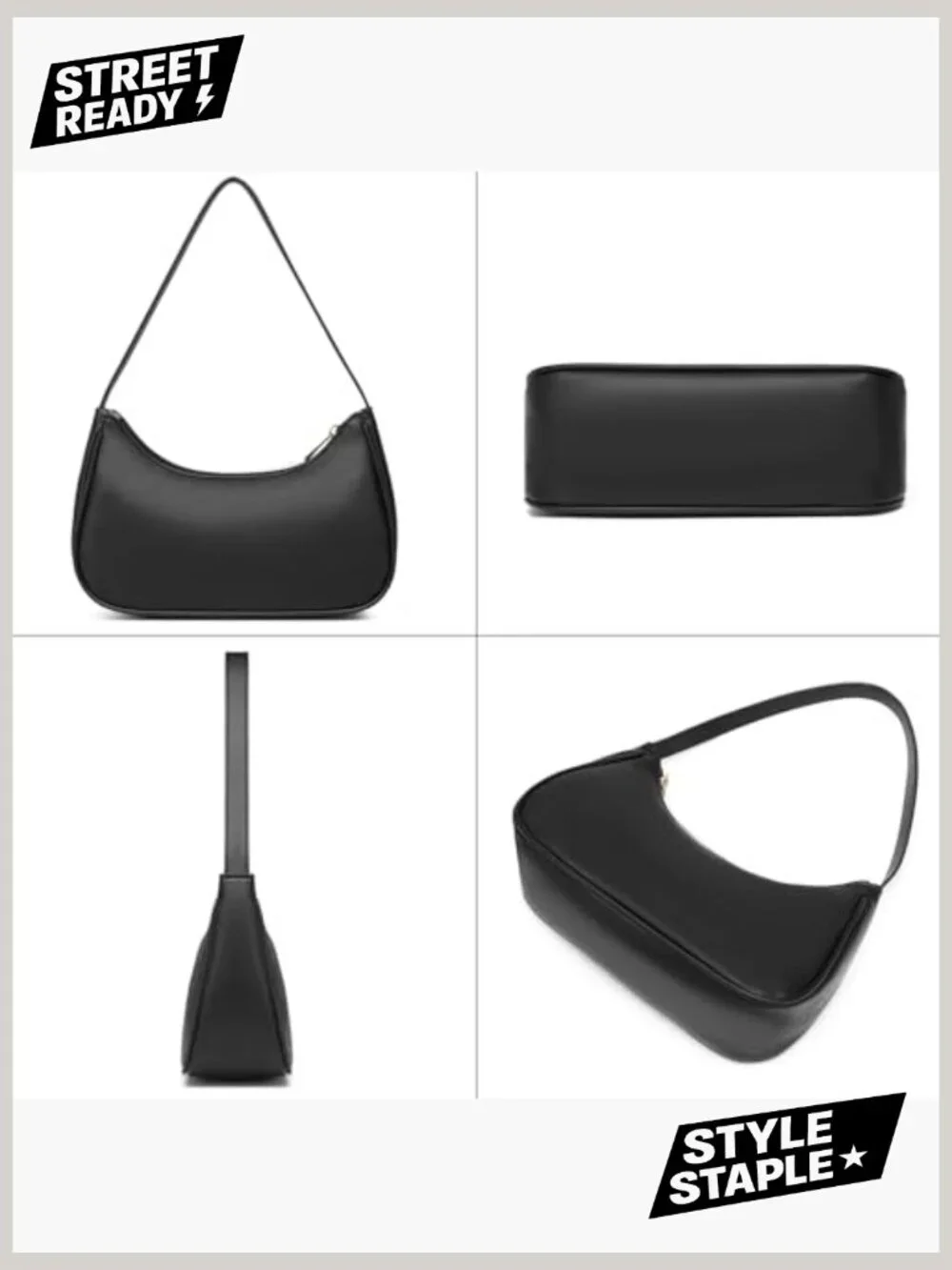 Vegan Leather Hobo Sling Tote Handbag with Zipper Closure - Retro Shoulder Bag - Picture 7 of 7